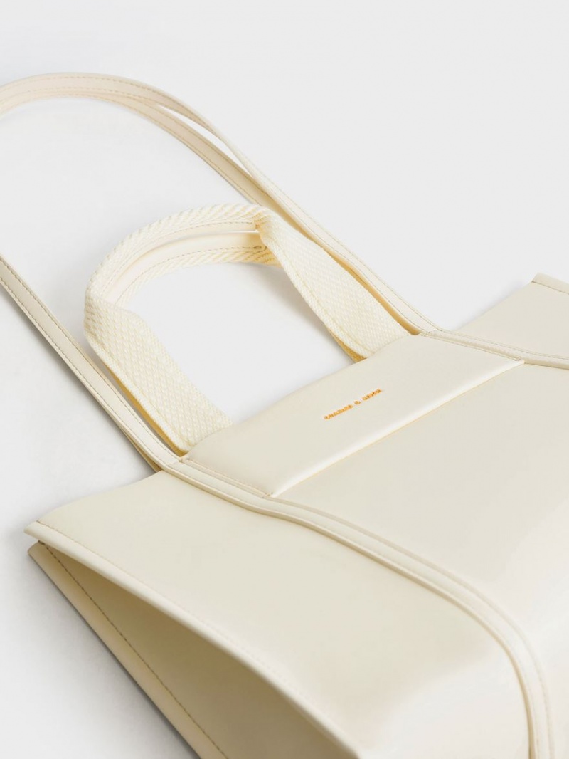 τσάντεσ tote Charles And Keith Shalia κρέμα | 73180-SBXV