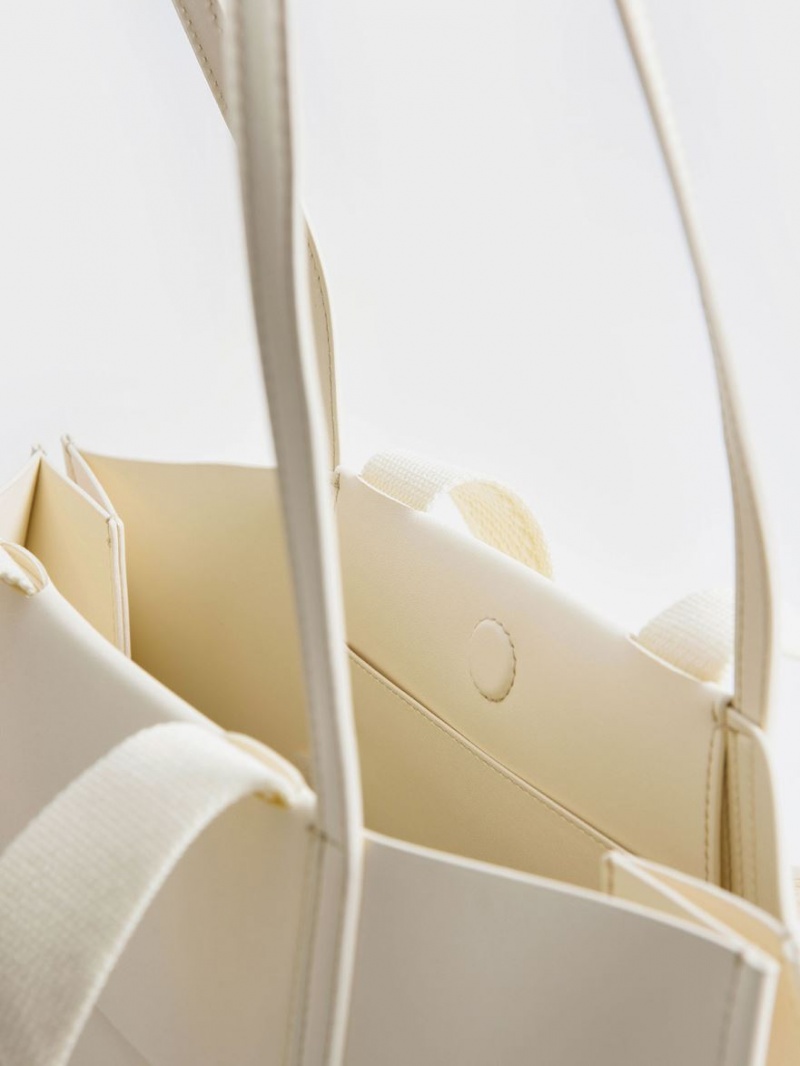 τσάντεσ tote Charles And Keith Shalia κρέμα | 73180-SBXV