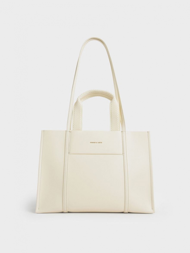 τσάντεσ tote Charles And Keith Shalia κρέμα | 73180-SBXV