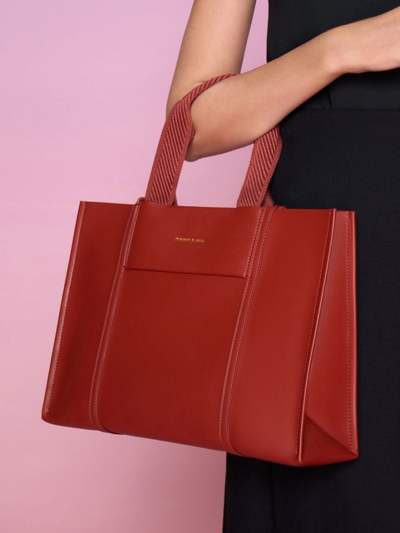 τσάντεσ tote Charles And Keith Shalia σκούρο κοκκινα | 09685-YTDI