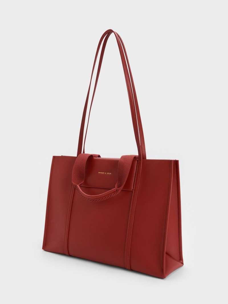 τσάντεσ tote Charles And Keith Shalia σκούρο κοκκινα | 09685-YTDI