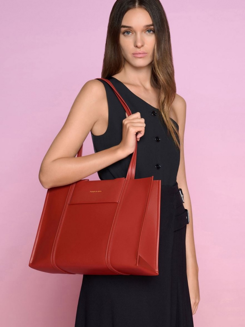 τσάντεσ tote Charles And Keith Shalia σκούρο κοκκινα | 09685-YTDI