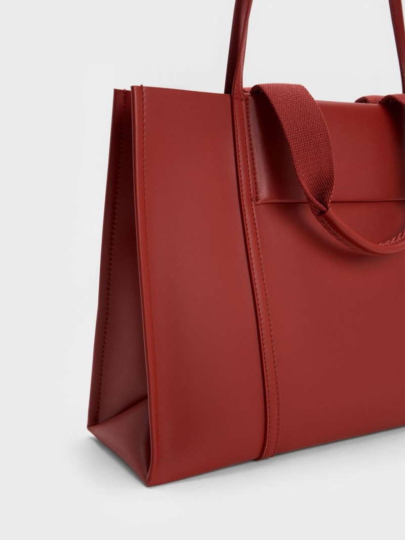 τσάντεσ tote Charles And Keith Shalia σκούρο κοκκινα | 09685-YTDI