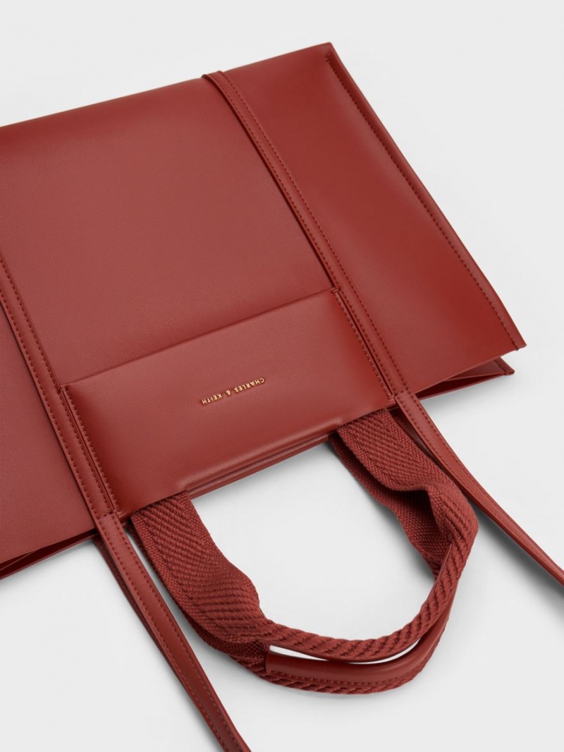 τσάντεσ tote Charles And Keith Shalia σκούρο κοκκινα | 09685-YTDI