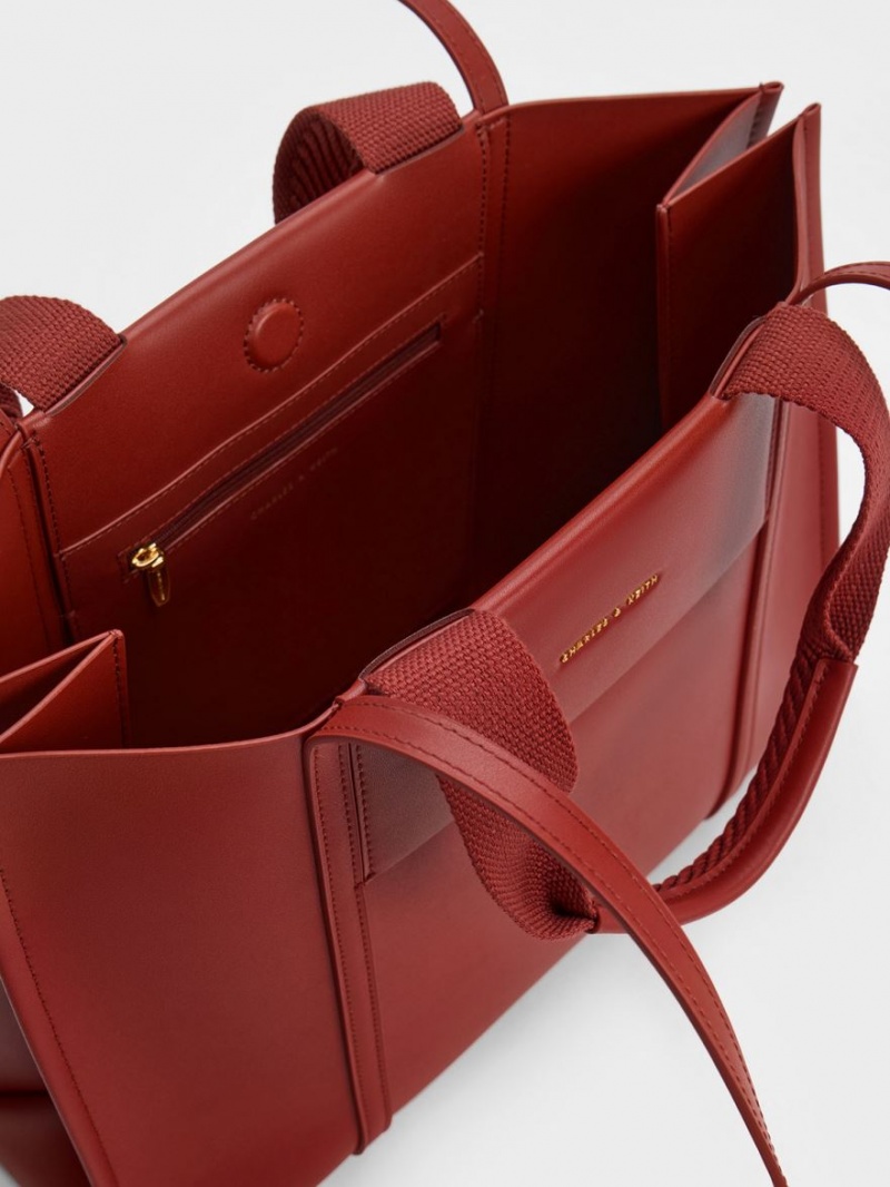 τσάντεσ tote Charles And Keith Shalia σκούρο κοκκινα | 09685-YTDI