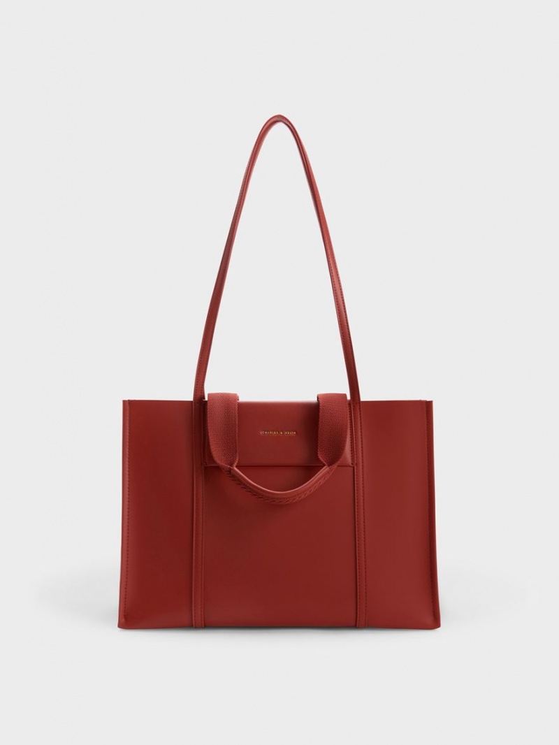 τσάντεσ tote Charles And Keith Shalia σκούρο κοκκινα | 09685-YTDI