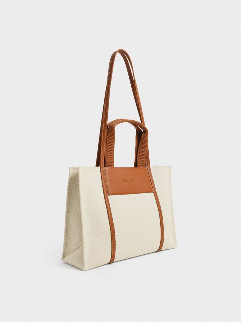 τσάντεσ tote Charles And Keith Shalia καμβα καφε | 52890-FYRJ