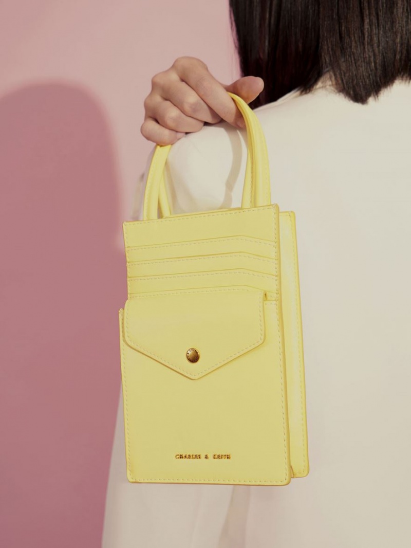 τσάντεσ tote Charles And Keith Solange Double Handle Elongated κίτρινα | 36501-HGBR