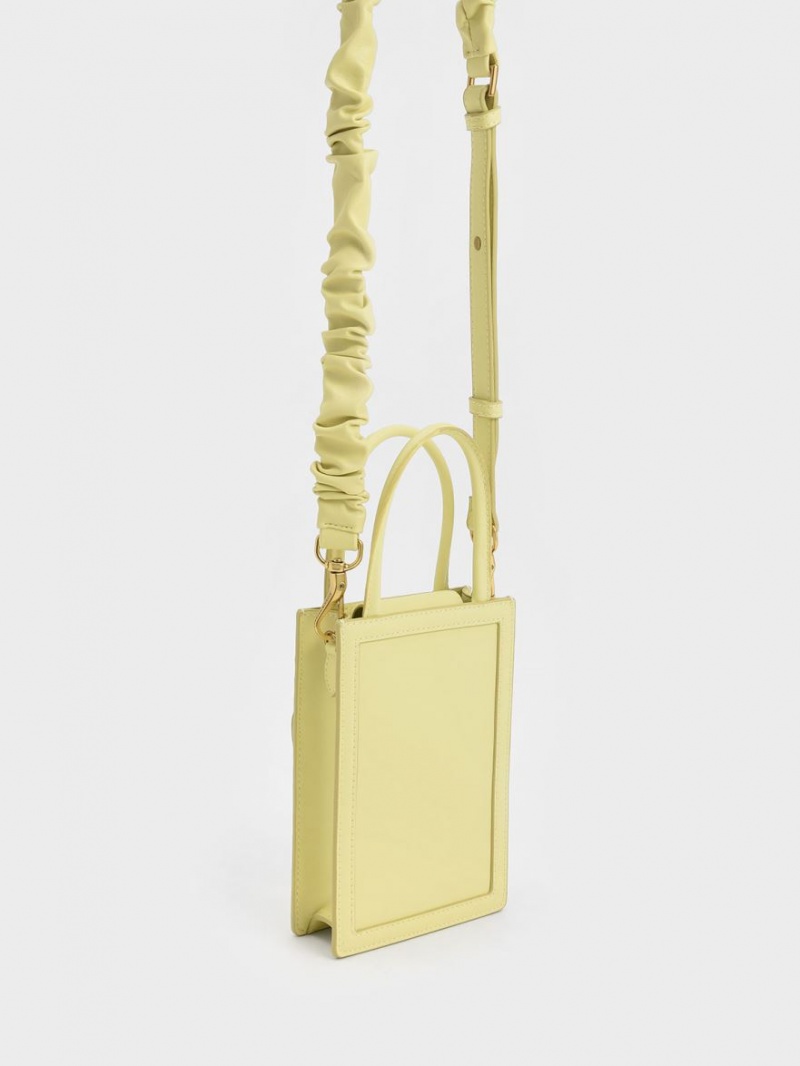 τσάντεσ tote Charles And Keith Solange Double Handle Elongated κίτρινα | 36501-HGBR