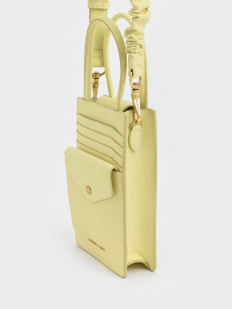 τσάντεσ tote Charles And Keith Solange Double Handle Elongated κίτρινα | 36501-HGBR