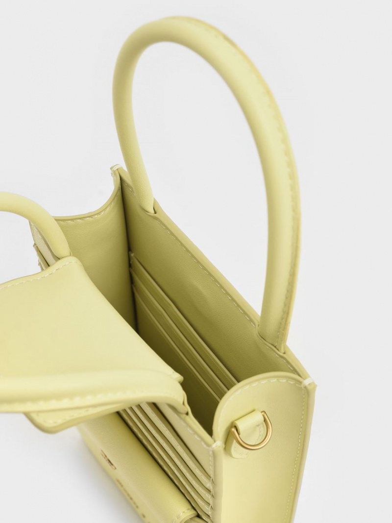 τσάντεσ tote Charles And Keith Solange Double Handle Elongated κίτρινα | 36501-HGBR
