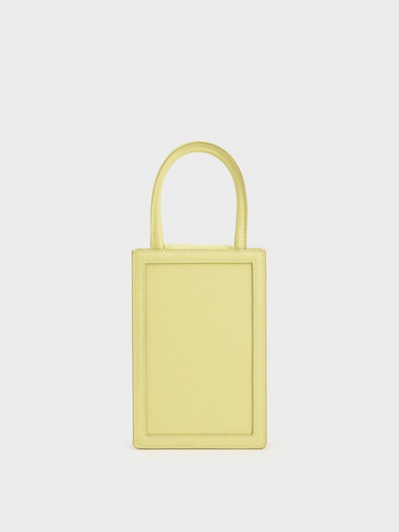τσάντεσ tote Charles And Keith Solange Double Handle Elongated κίτρινα | 36501-HGBR