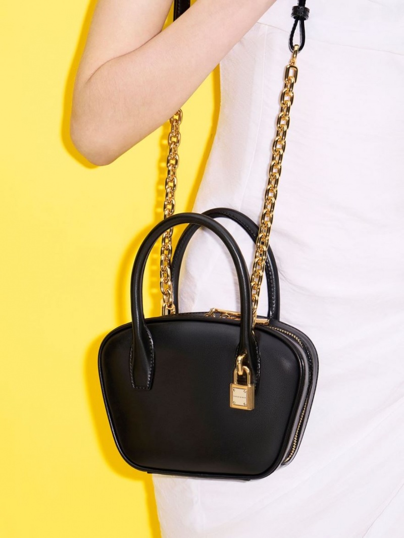 τσάντεσ tote Charles And Keith Suki Padlock μαυρα | 27345-YXPK