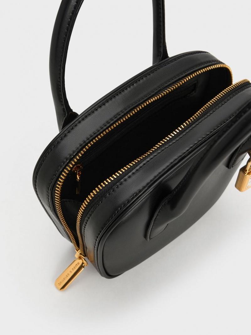 τσάντεσ tote Charles And Keith Suki Padlock μαυρα | 27345-YXPK