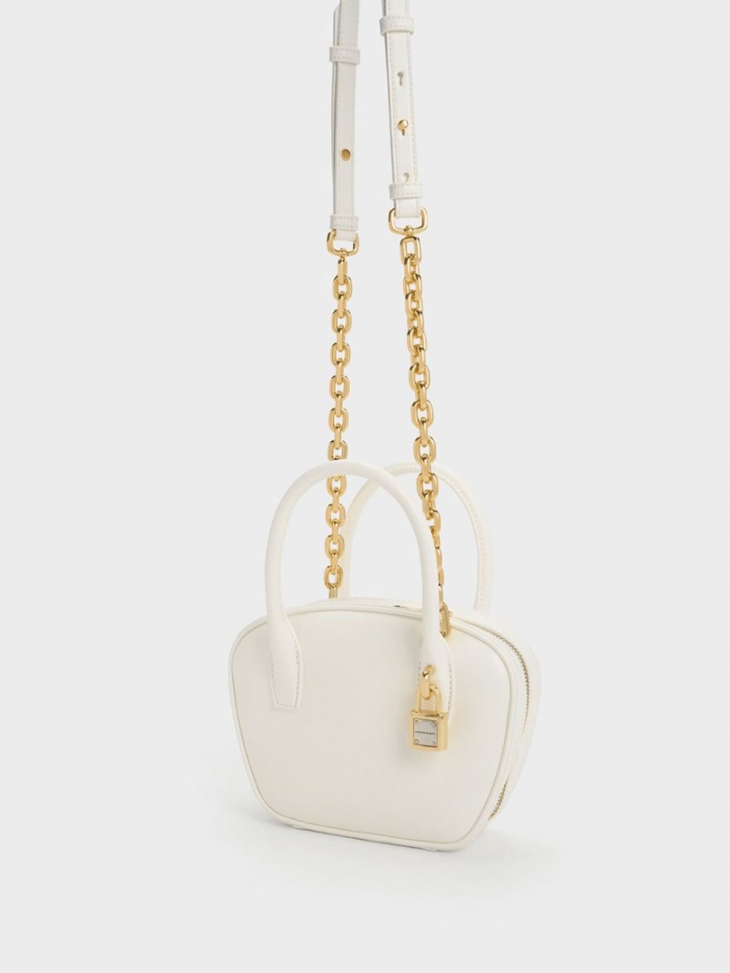 τσάντεσ tote Charles And Keith Suki Padlock ασπρα | 98436-RXFD