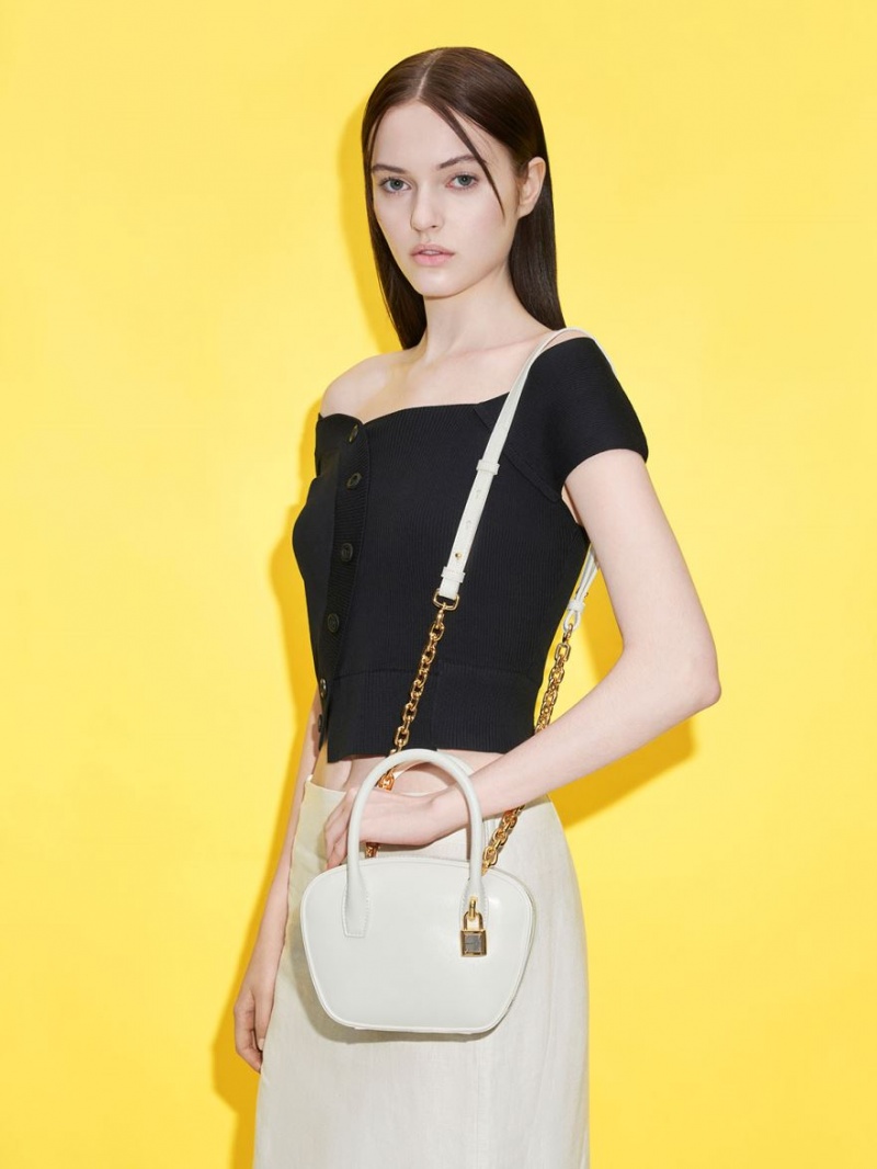 τσάντεσ tote Charles And Keith Suki Padlock ασπρα | 98436-RXFD