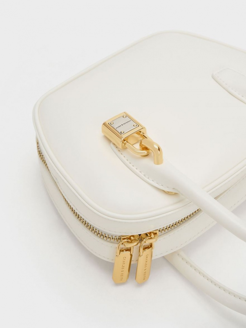 τσάντεσ tote Charles And Keith Suki Padlock ασπρα | 98436-RXFD