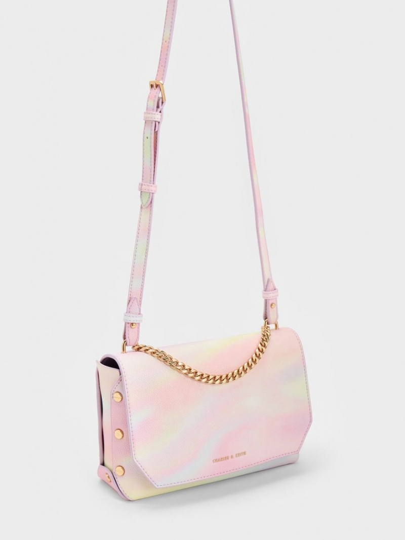 τσάντεσ tote Charles And Keith Swirl-Print Metallic Accent Front Flap Πολύχρωμο | 21509-DCUT