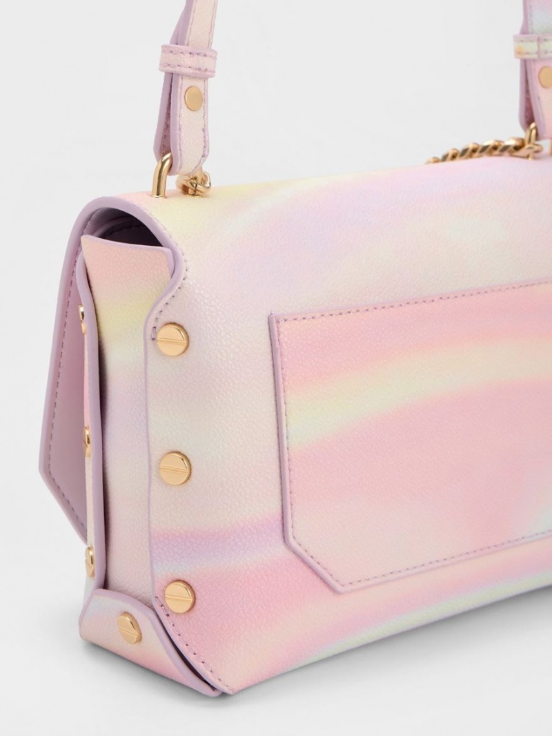 τσάντεσ tote Charles And Keith Swirl-Print Metallic Accent Front Flap Πολύχρωμο | 21509-DCUT