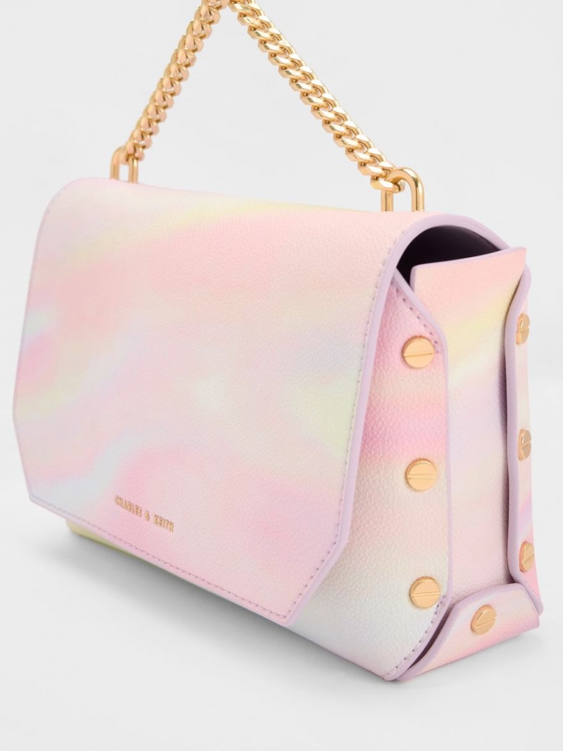 τσάντεσ tote Charles And Keith Swirl-Print Metallic Accent Front Flap Πολύχρωμο | 21509-DCUT