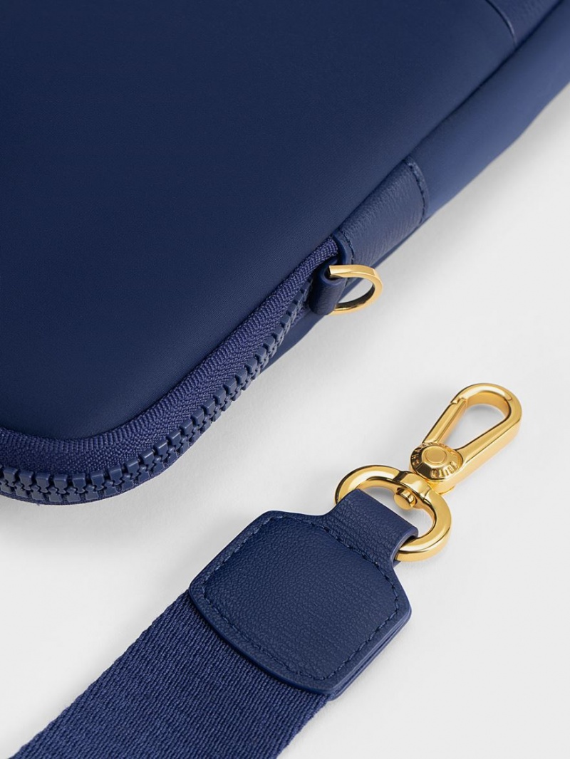 τσάντεσ tote Charles And Keith Textured Laptop σκουρο μπλε | 97106-XFSG