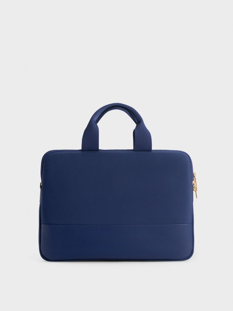 τσάντεσ tote Charles And Keith Textured Laptop σκουρο μπλε | 97106-XFSG