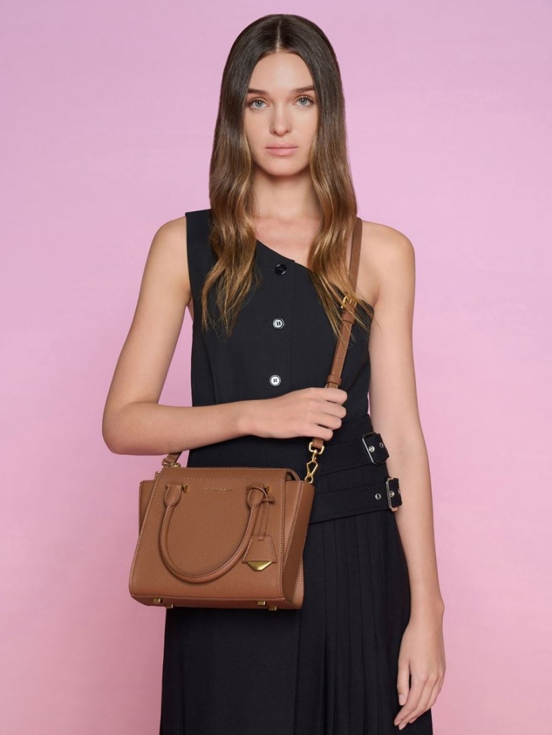 τσάντεσ tote Charles And Keith Trapeze σοκολάτα | 03651-RZSN