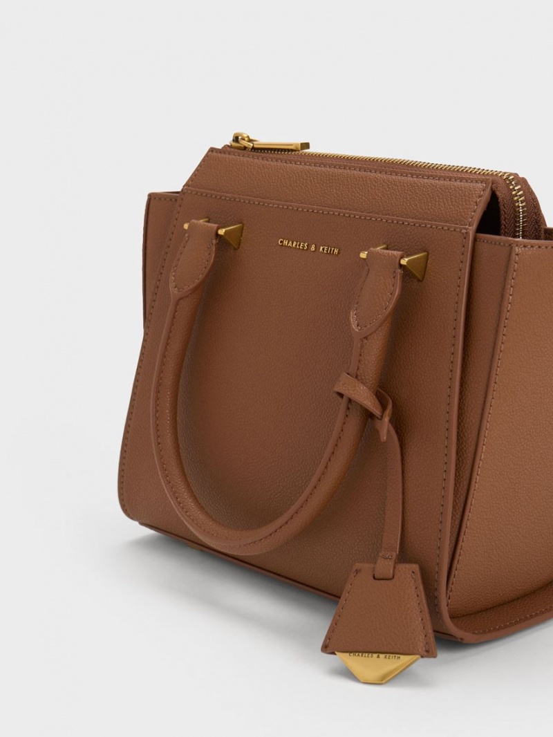τσάντεσ tote Charles And Keith Trapeze σοκολάτα | 03651-RZSN