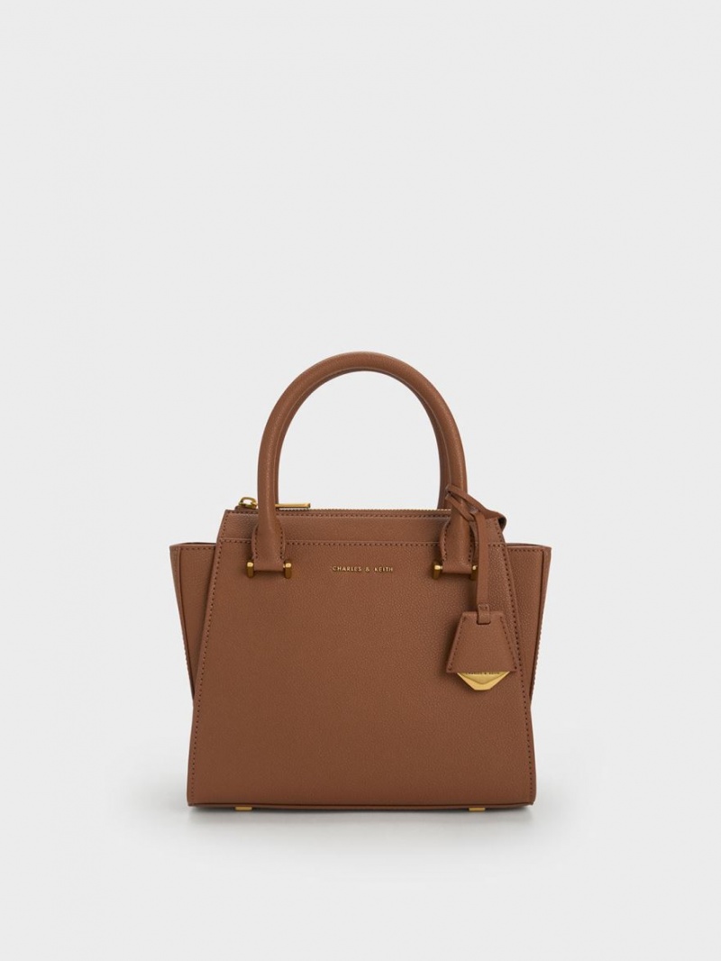 τσάντεσ tote Charles And Keith Trapeze σοκολάτα | 03651-RZSN