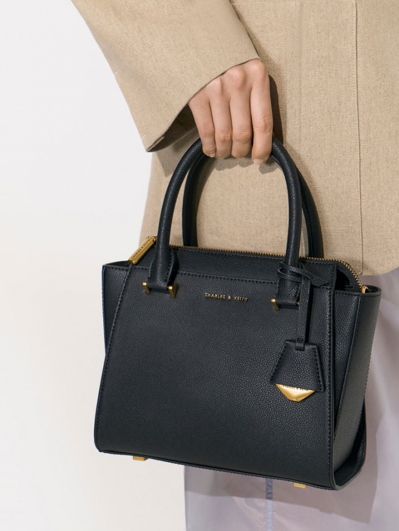 τσάντεσ tote Charles And Keith Trapeze μαυρα | 06217-OUPQ