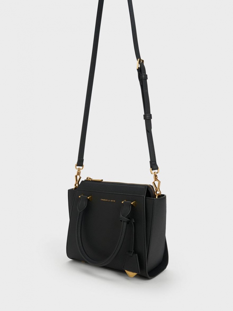 τσάντεσ tote Charles And Keith Trapeze μαυρα | 06217-OUPQ