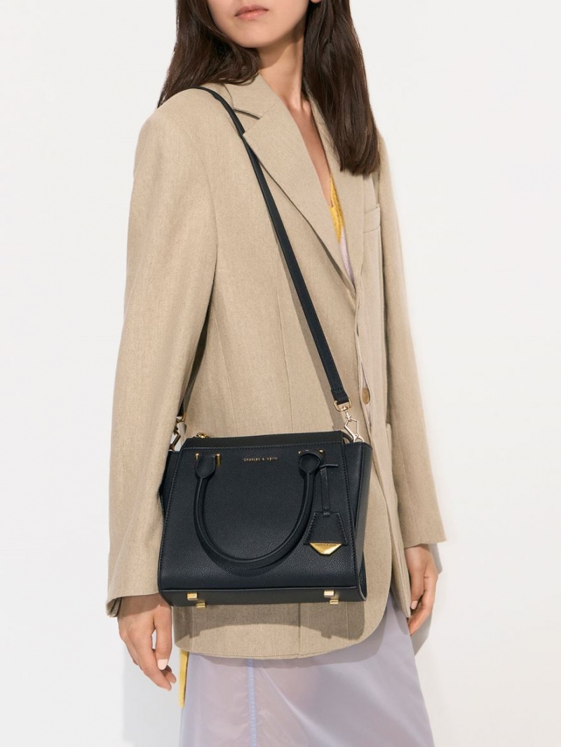 τσάντεσ tote Charles And Keith Trapeze μαυρα | 06217-OUPQ