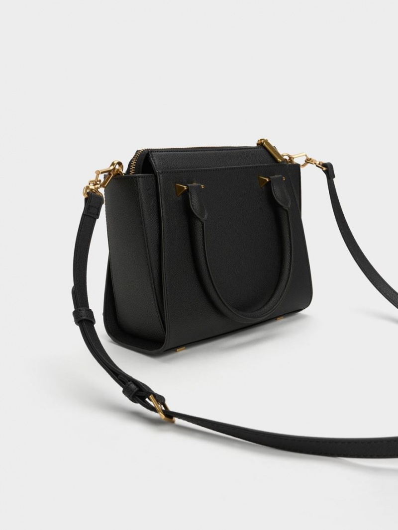 τσάντεσ tote Charles And Keith Trapeze μαυρα | 06217-OUPQ