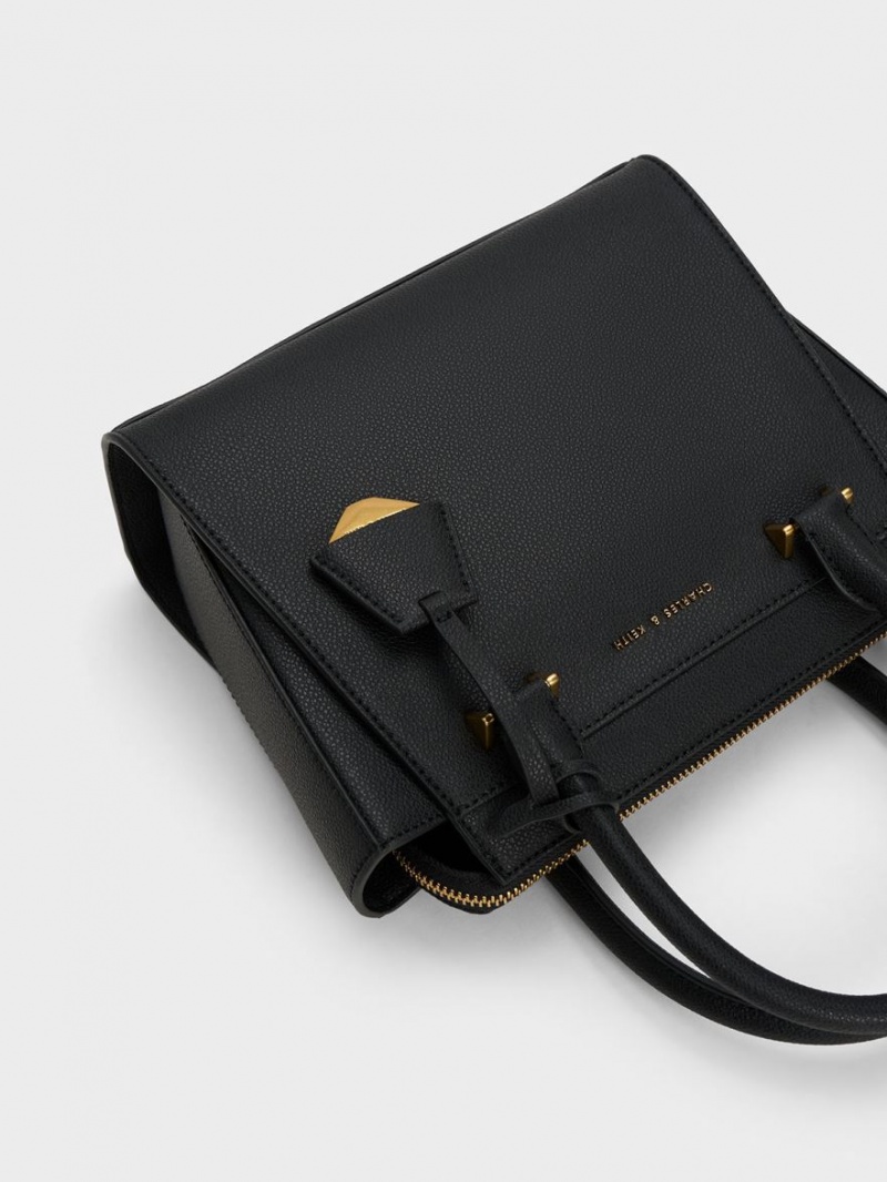 τσάντεσ tote Charles And Keith Trapeze μαυρα | 06217-OUPQ