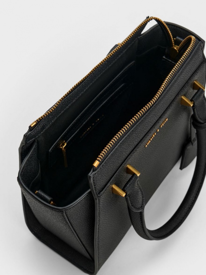 τσάντεσ tote Charles And Keith Trapeze μαυρα | 06217-OUPQ