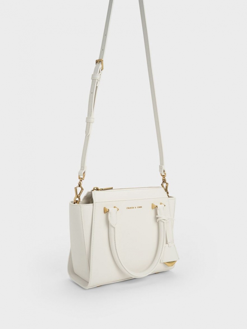 τσάντεσ tote Charles And Keith Trapeze ασπρα | 68025-ROED