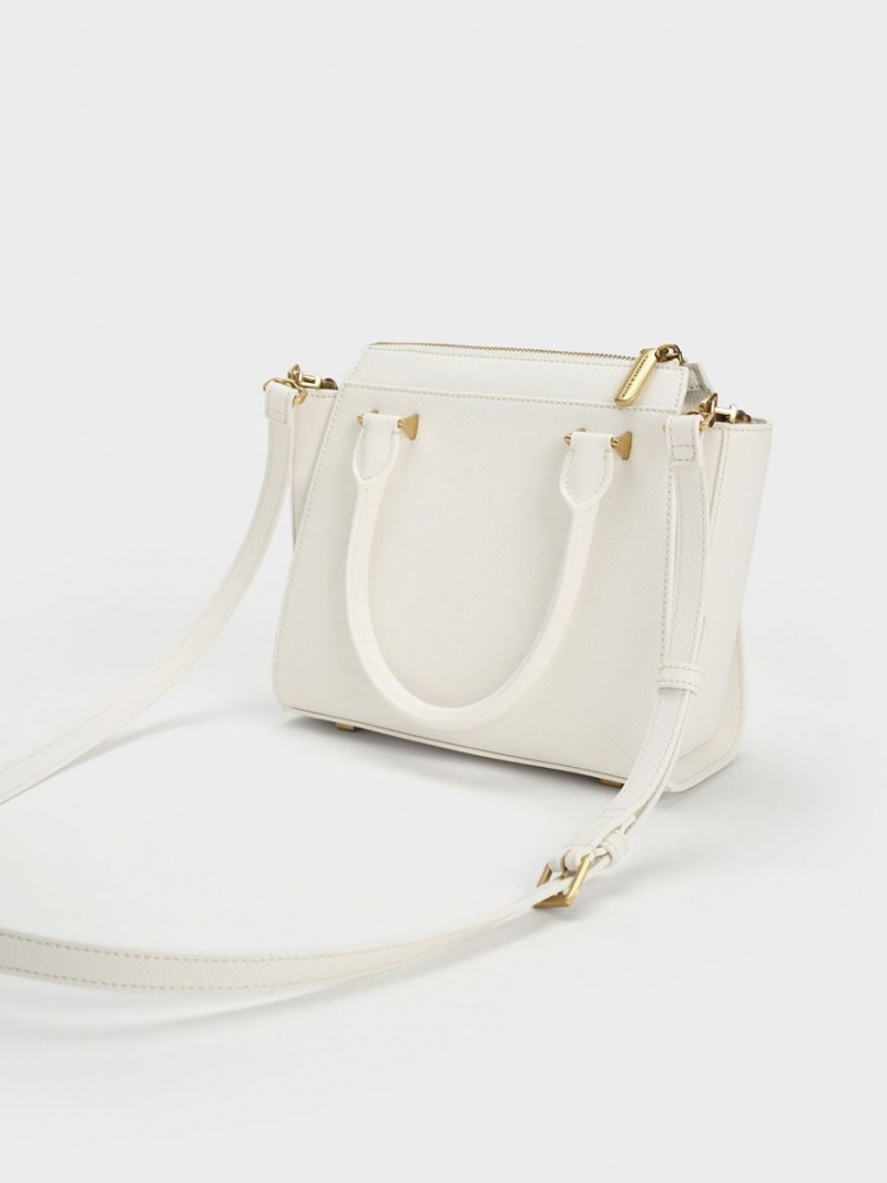 τσάντεσ tote Charles And Keith Trapeze ασπρα | 68025-ROED
