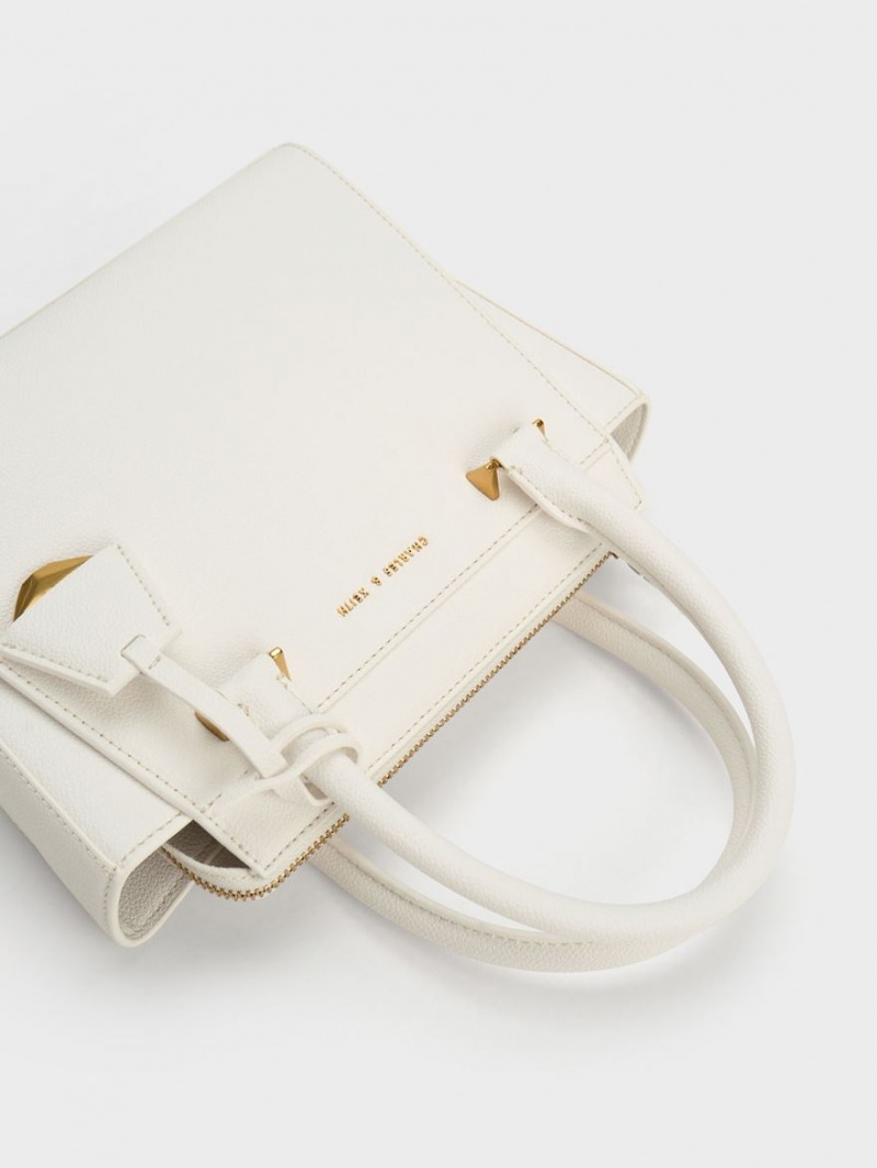 τσάντεσ tote Charles And Keith Trapeze ασπρα | 68025-ROED