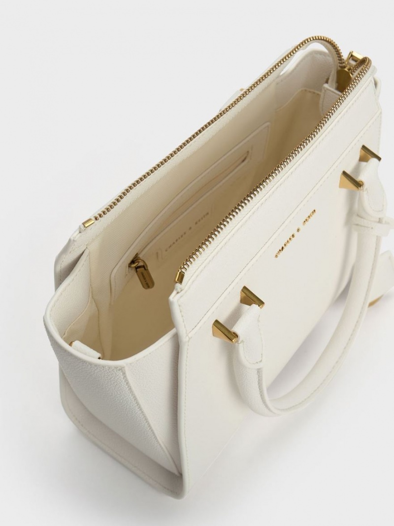 τσάντεσ tote Charles And Keith Trapeze ασπρα | 68025-ROED