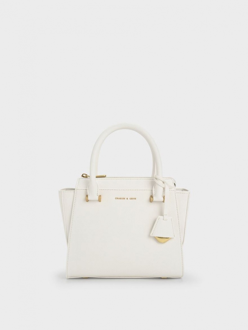 τσάντεσ tote Charles And Keith Trapeze ασπρα | 68025-ROED