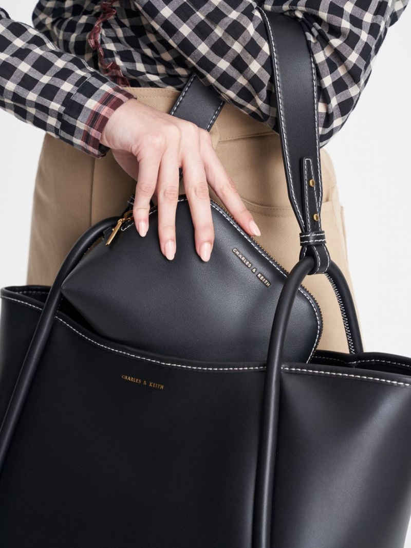 τσάντεσ tote Charles And Keith Tubular Slouchy μαυρα | 53219-OKMY