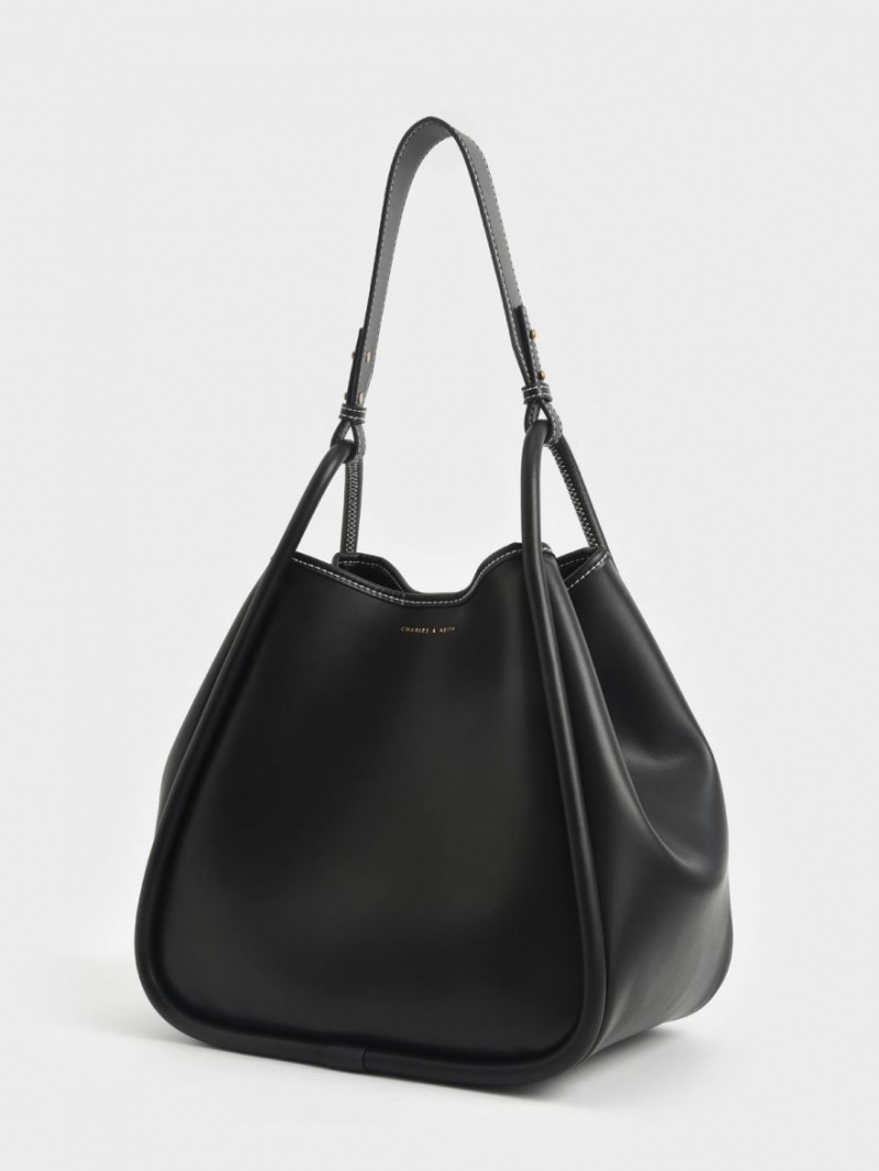 τσάντεσ tote Charles And Keith Tubular Slouchy μαυρα | 53219-OKMY