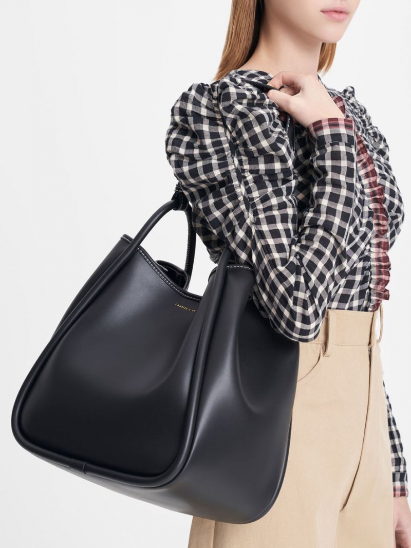 τσάντεσ tote Charles And Keith Tubular Slouchy μαυρα | 53219-OKMY