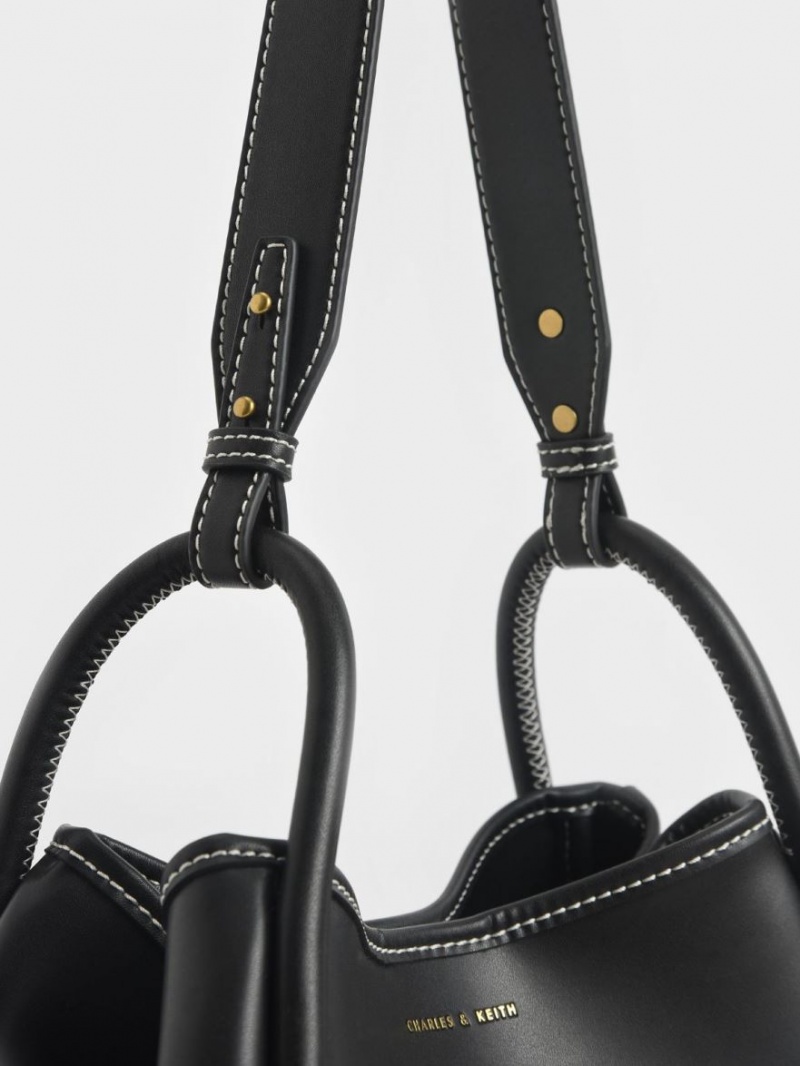 τσάντεσ tote Charles And Keith Tubular Slouchy μαυρα | 53219-OKMY
