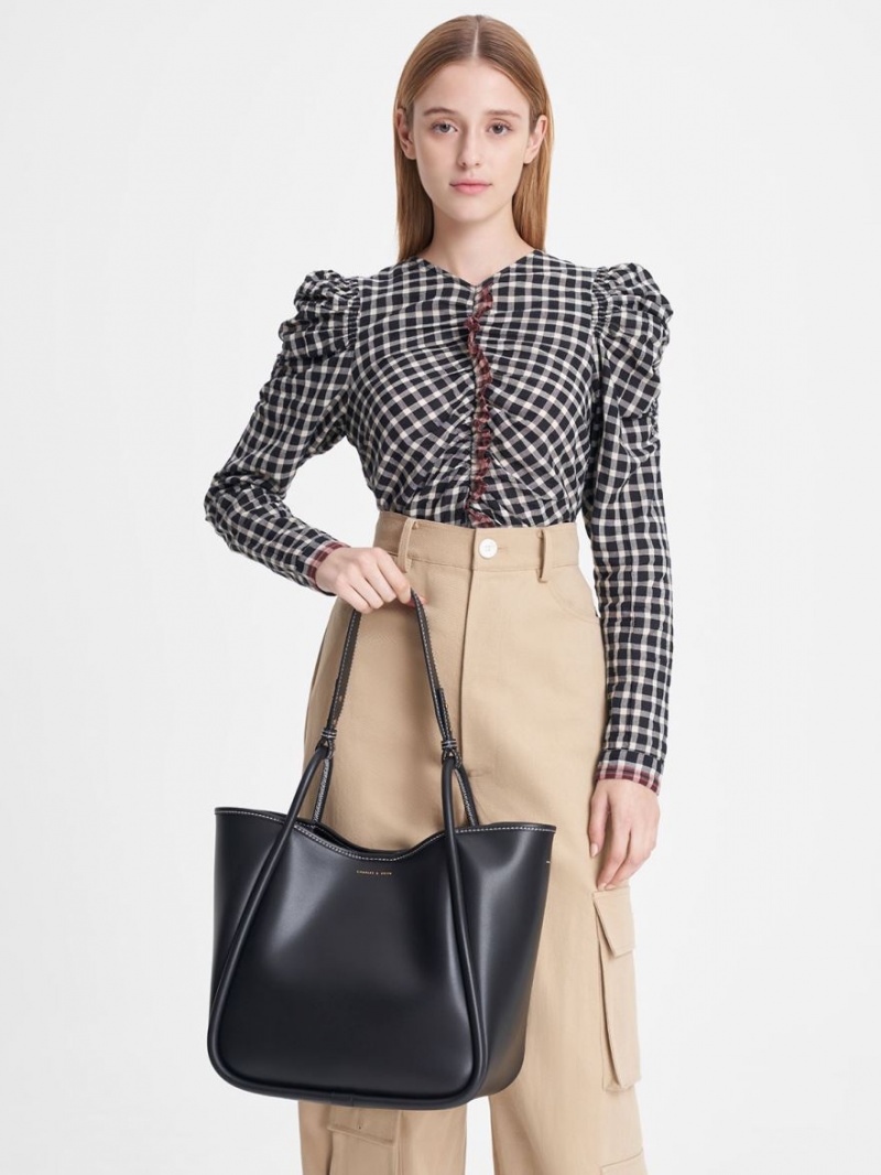 τσάντεσ tote Charles And Keith Tubular Slouchy μαυρα | 53219-OKMY