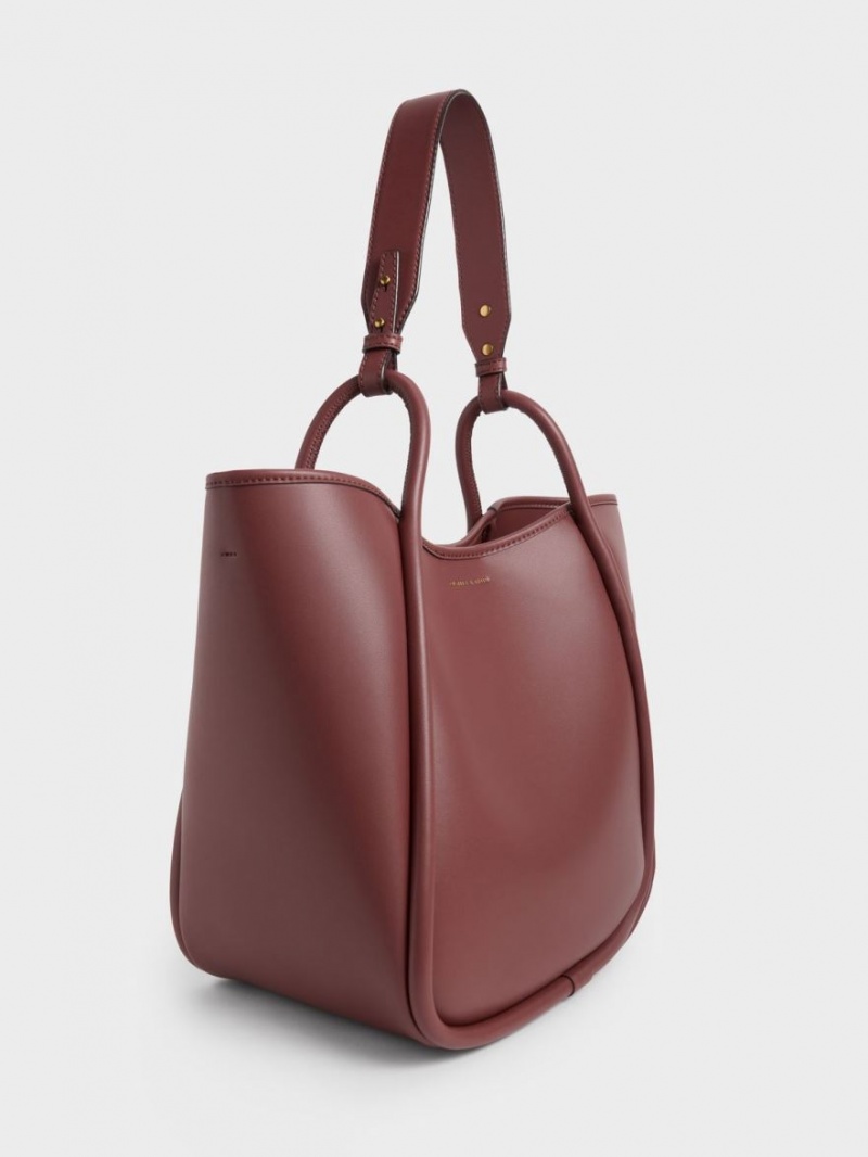 τσάντεσ tote Charles And Keith Tubular Slouchy σοκολάτα | 93502-PZNM
