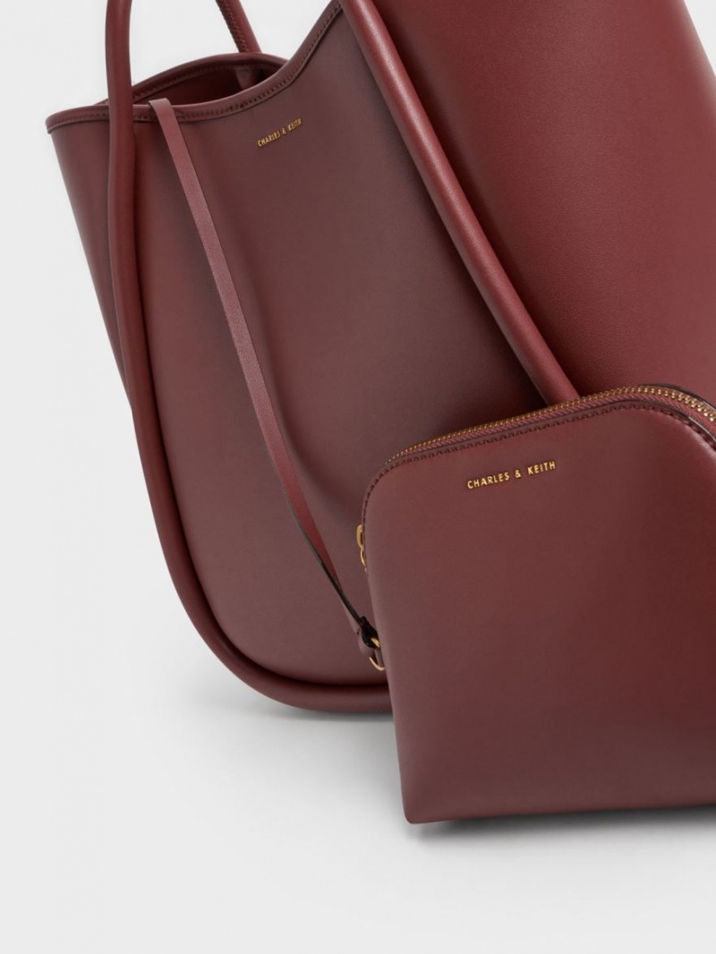 τσάντεσ tote Charles And Keith Tubular Slouchy σοκολάτα | 93502-PZNM