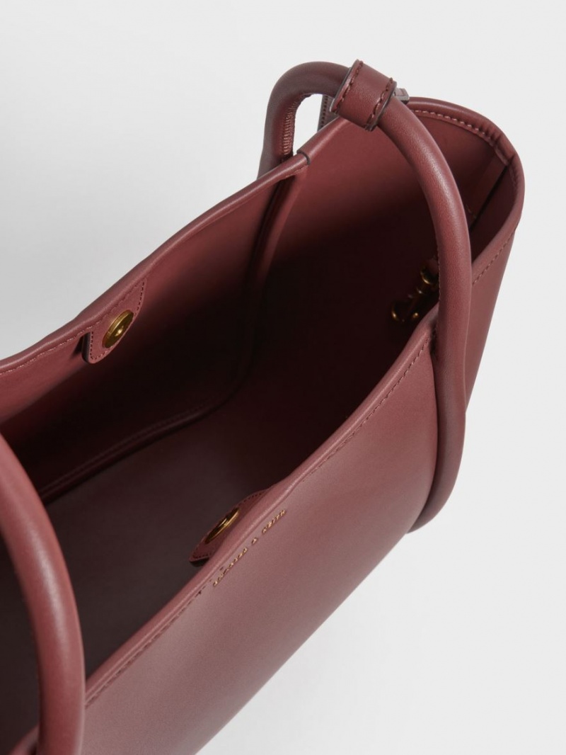 τσάντεσ tote Charles And Keith Tubular Slouchy σοκολάτα | 93502-PZNM