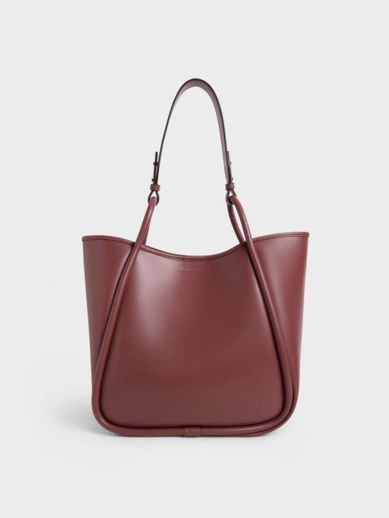 τσάντεσ tote Charles And Keith Tubular Slouchy σοκολάτα | 93502-PZNM