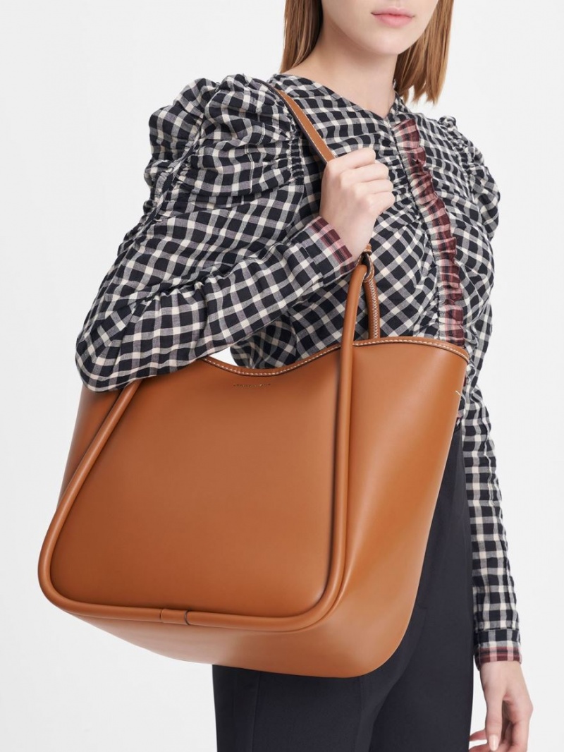 τσάντεσ tote Charles And Keith Tubular Slouchy καφε | 74238-PJLE